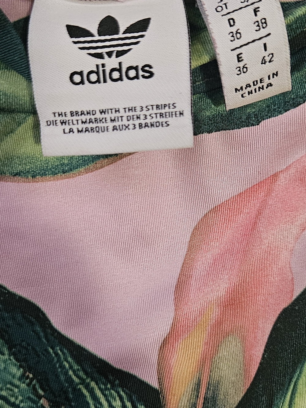 Adidas x Farm Rio Pink and Green Tropical High-Neck Small Crop Top - Picture 5 of 5